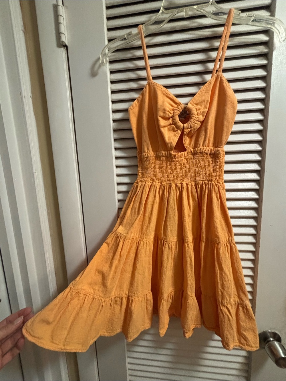 Sunshine Smocked Mini Dress with Ring Front Detail